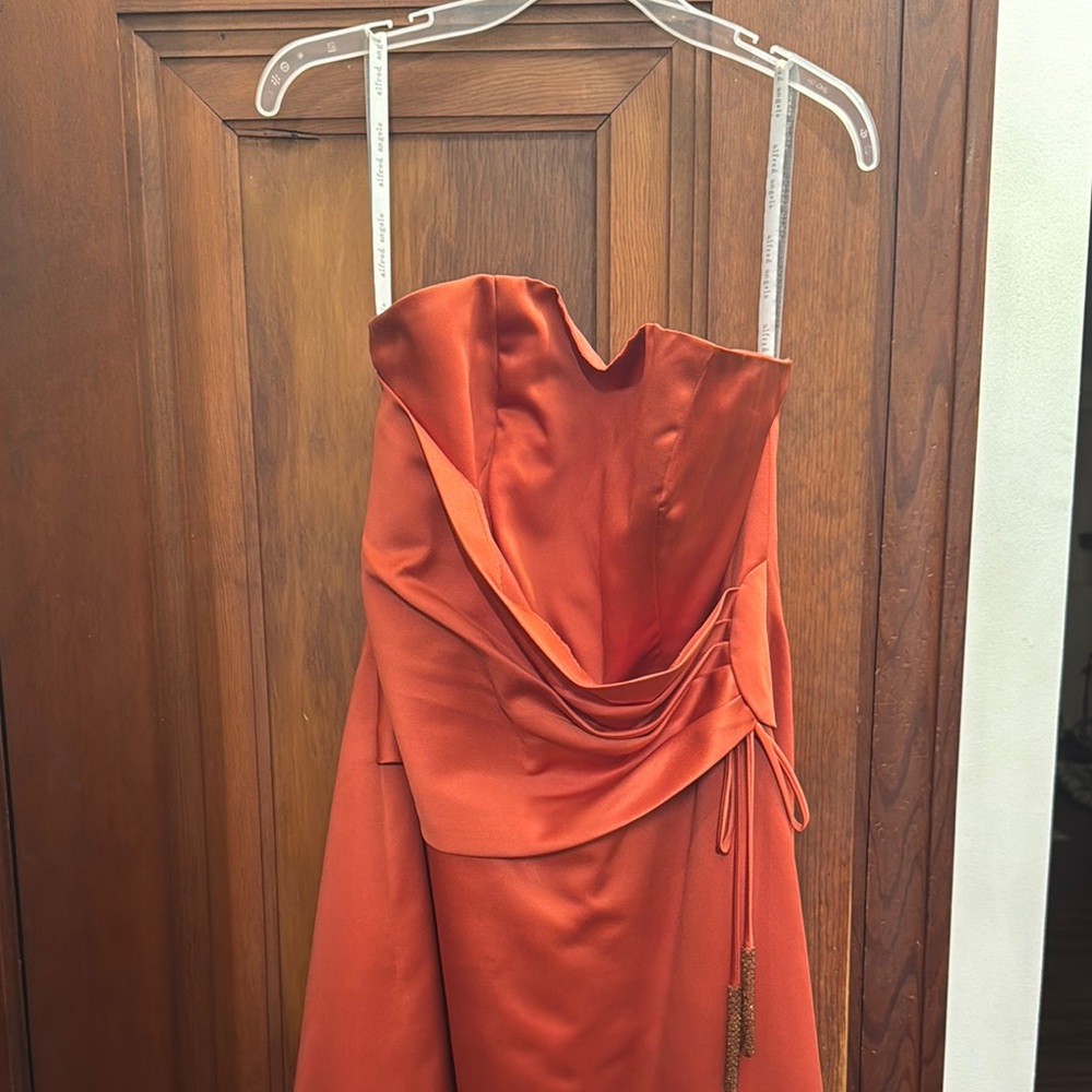 Elegant Orange Strapless Dress